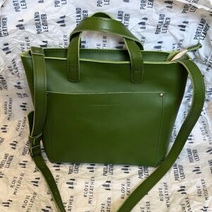 Mini Crossbody Tote Zipper Green Apple Portland Leather Goods NEW
